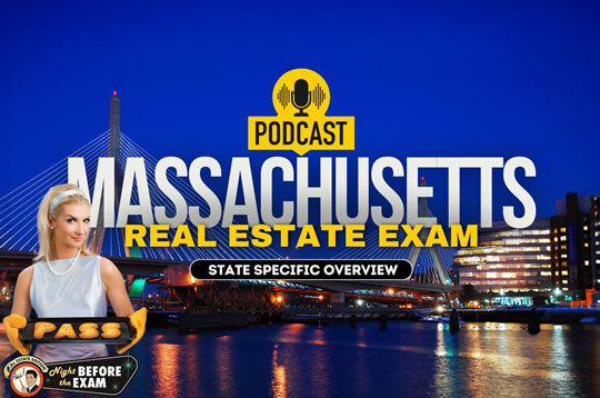 Massachusetts real estate exam podcast cover image